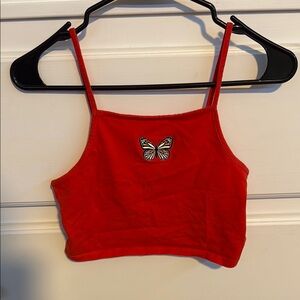 Red Butterfly Embroidered Women's Top